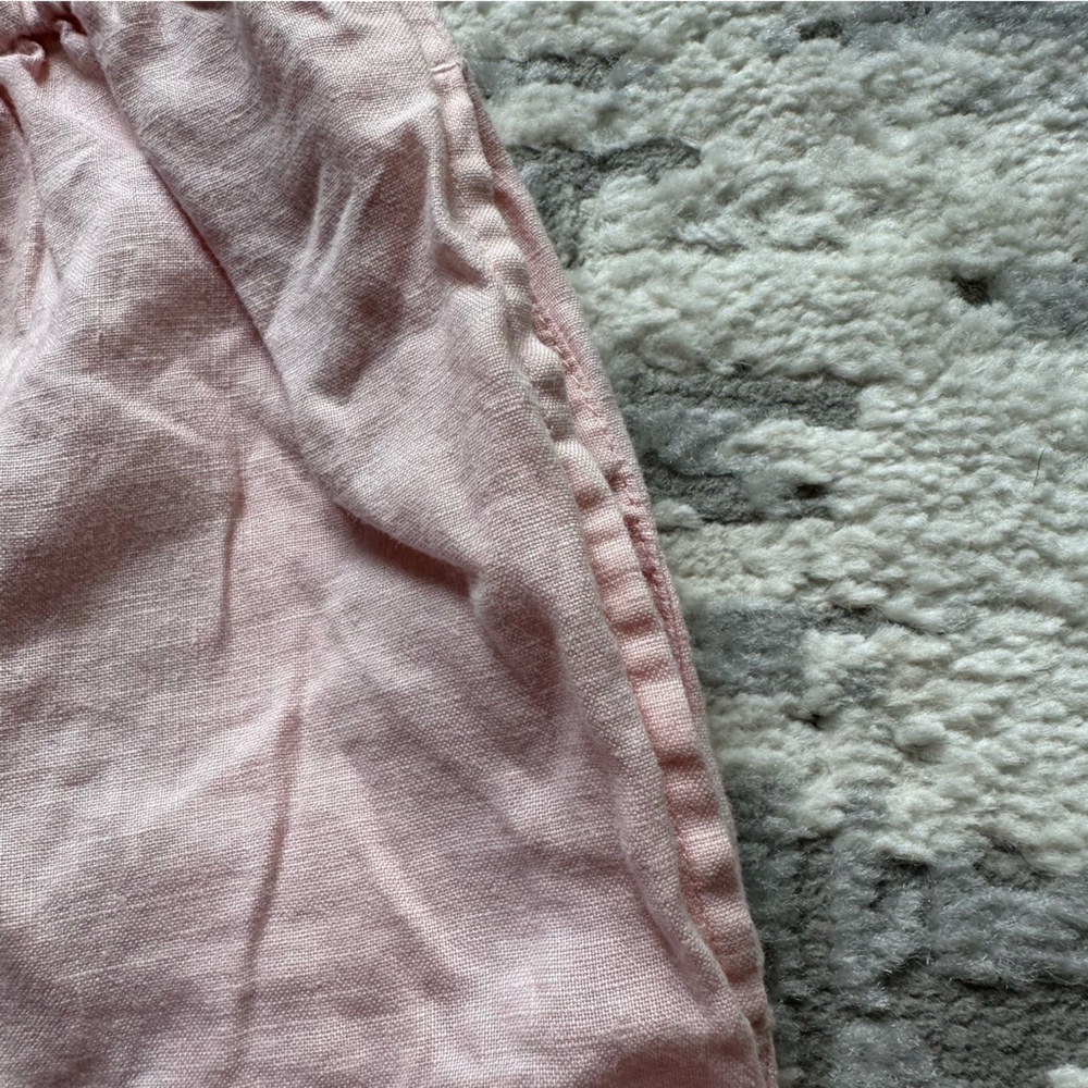 J. Jill 100% Linen Pull-On Shorts size LP Elastic Pink Pockets Lagenlook Beach - Picture 4 of 5